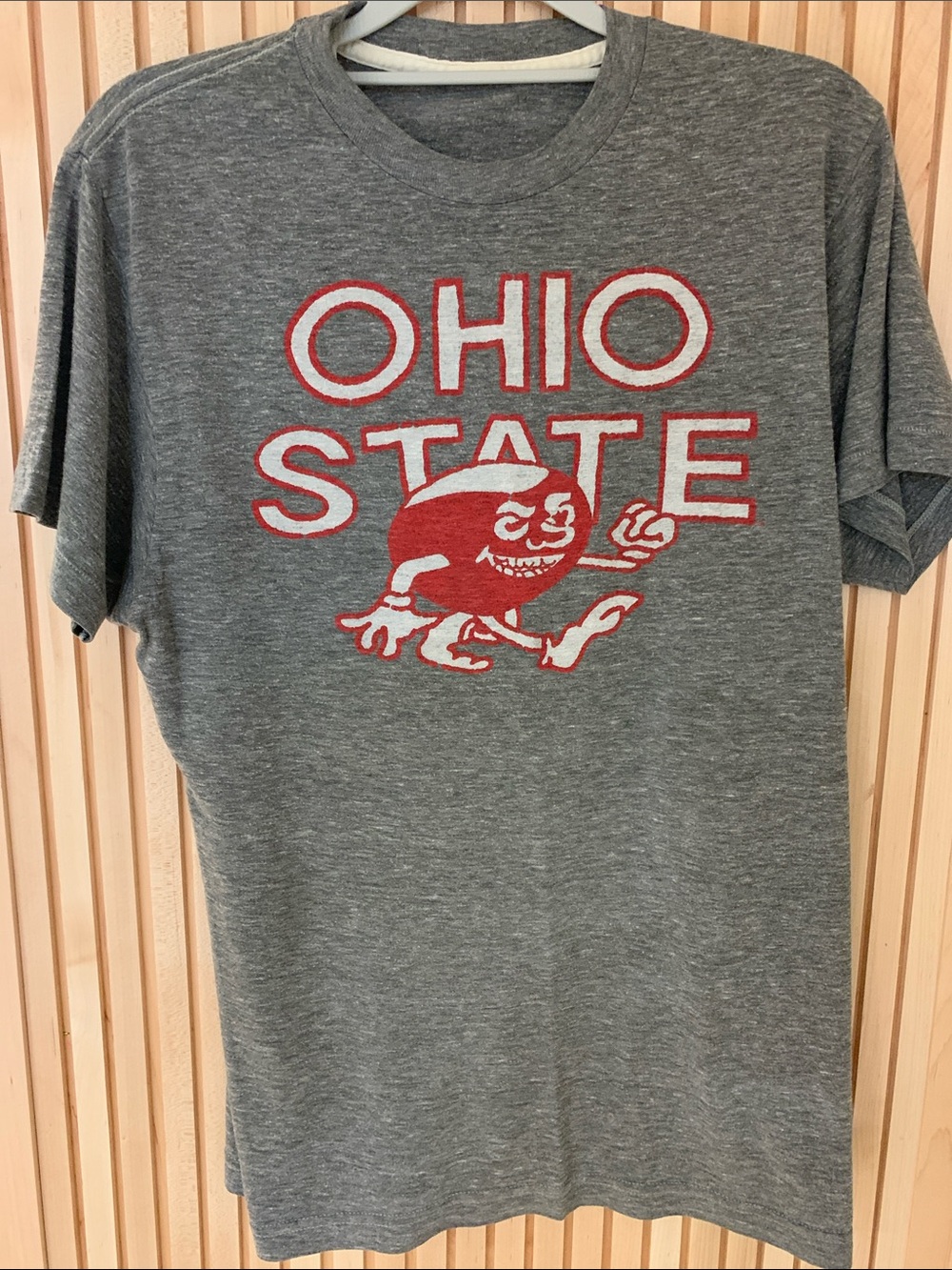 HOMAGE Gray Ohio State Vintage Graphic Tee with Red Logo